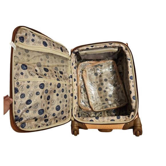 NEW Samantha Brown 4 Piece Roller Suitcase Faux Croc Nude Camel Pink Bag - Picture 7 of 10